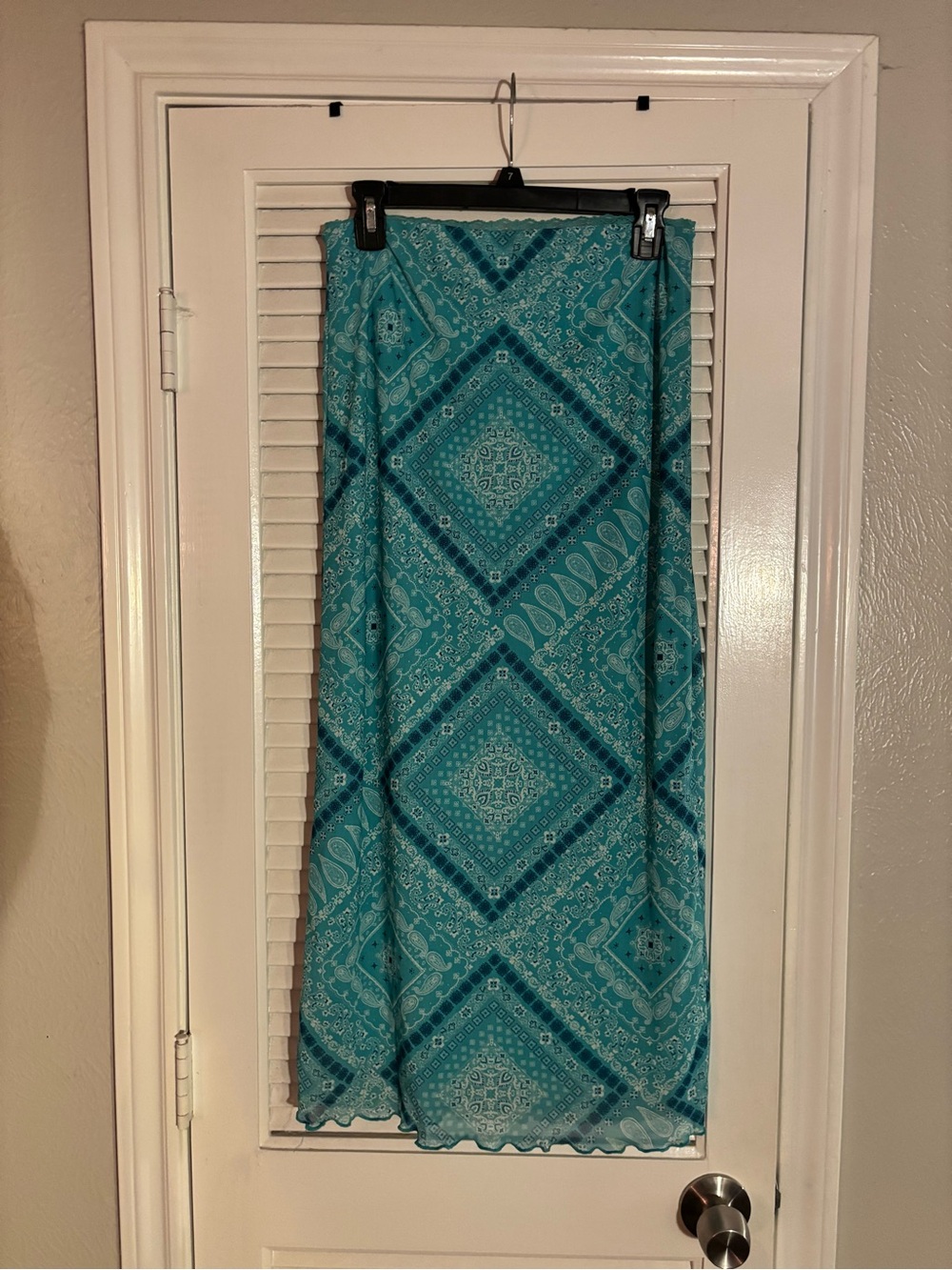 No Boundaries Teal and Navy Patterned Maxi Skirt